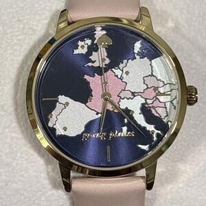 Kate Spade Metro Travel Map Navy Nude Pink Gold Watch Going Places Gift